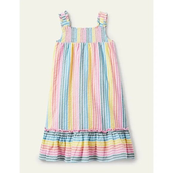 Mini Boden Other - Mini Boden Tiered Rainbow Seersucker Sundress, Size 9/10